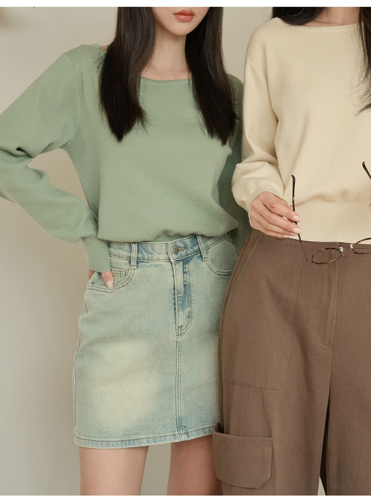 쇼언트 속밴딩 워싱 데님 미니 스커트