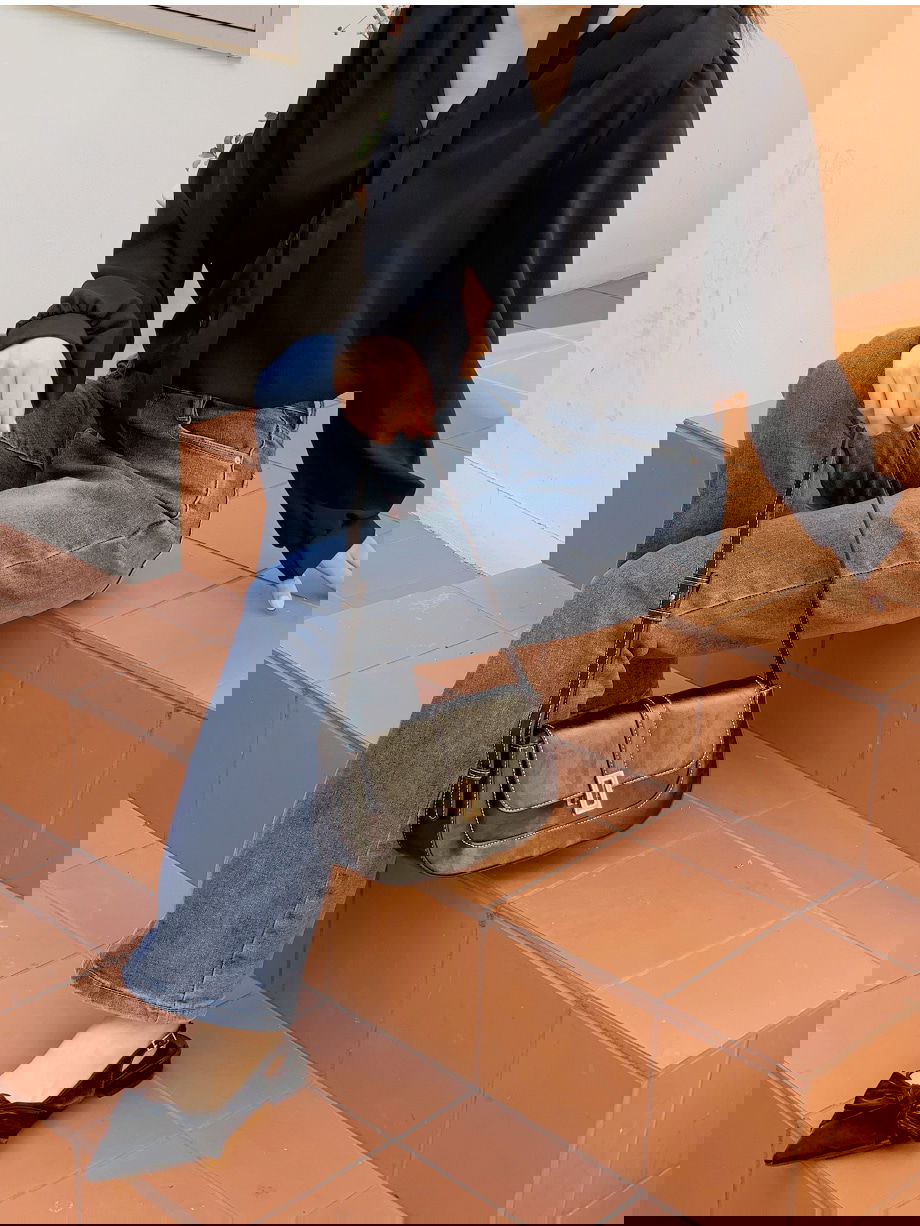 리리앤코 위크니프 속밴딩 스판 세미 부츠컷 데님 팬츠 청바지
