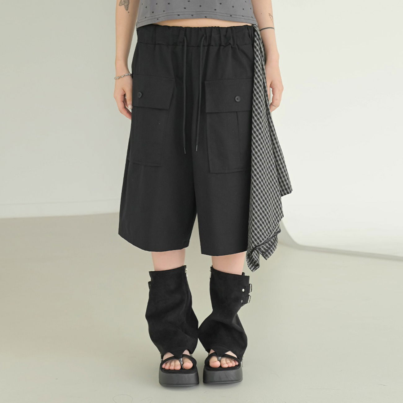 Pieta Check Layered Bermuda Shorts