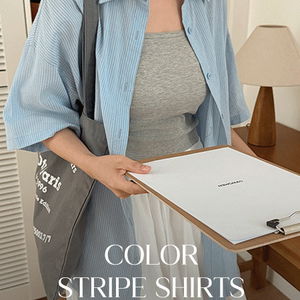 Color Rain Loose-fit Striped Shirt 83146
