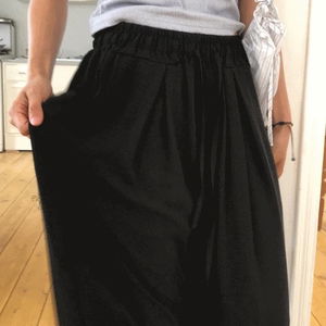 Icey one-pin tuck waistband summer slacks wide balloon fit swaying long pants 4 colors