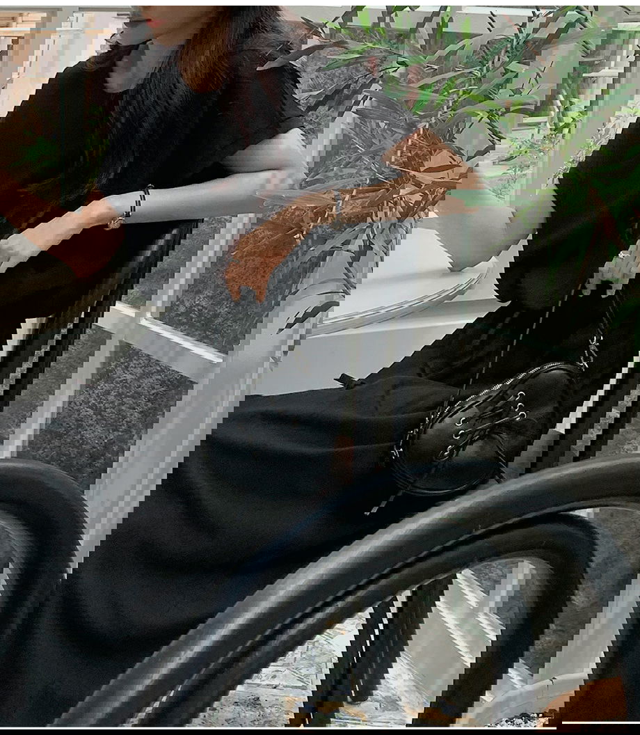 리리앤코 루딜리프 코튼 밴딩 루즈핏 롱 원피스