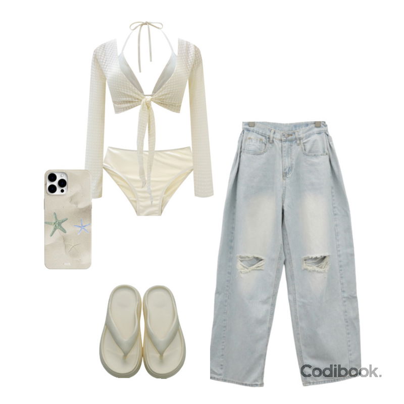 J-BLIN 모버 망사 랩 스커트 비키니,J-BLIN 모버 망사 랩 스커트 비키니,owler market 해변 불가사리 감성 하드 아이폰케이스등을 매치한 코디