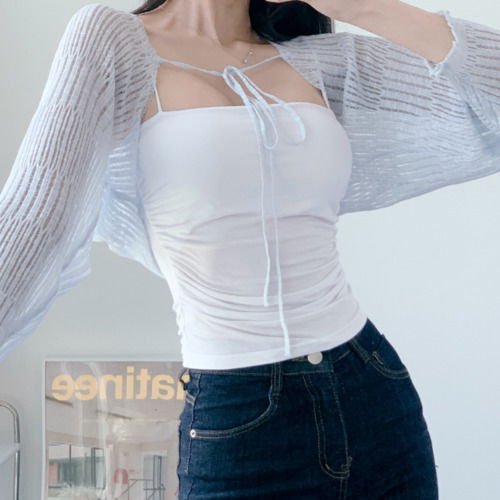 See-through crop cardigan