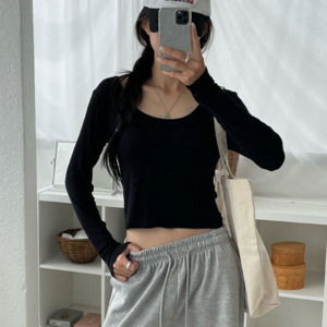 제시 유넥 크롭 티셔츠