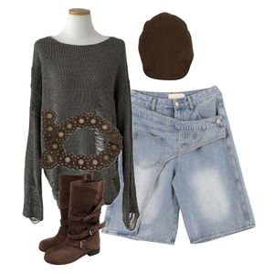 ShortPants,knitwears,belt 코디