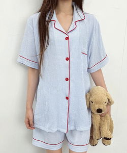 Striped color block pajama set