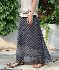 Neruti check chiffon long skirt