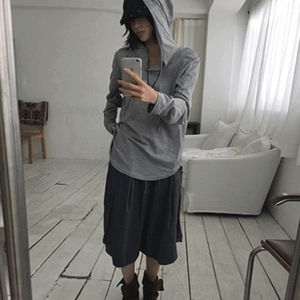 터노블 루즈핏 내츄럴 후드 긴소매 티셔츠(살안타템)