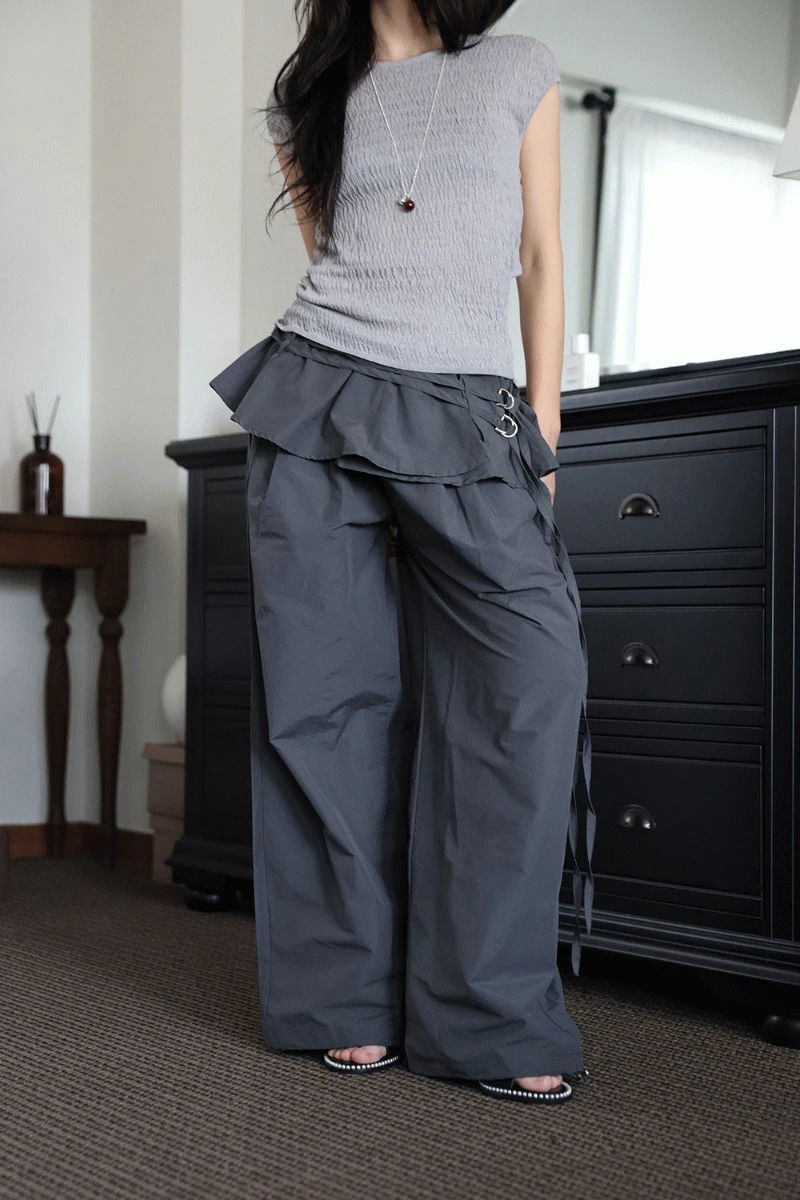 Frill skirt nylon pants