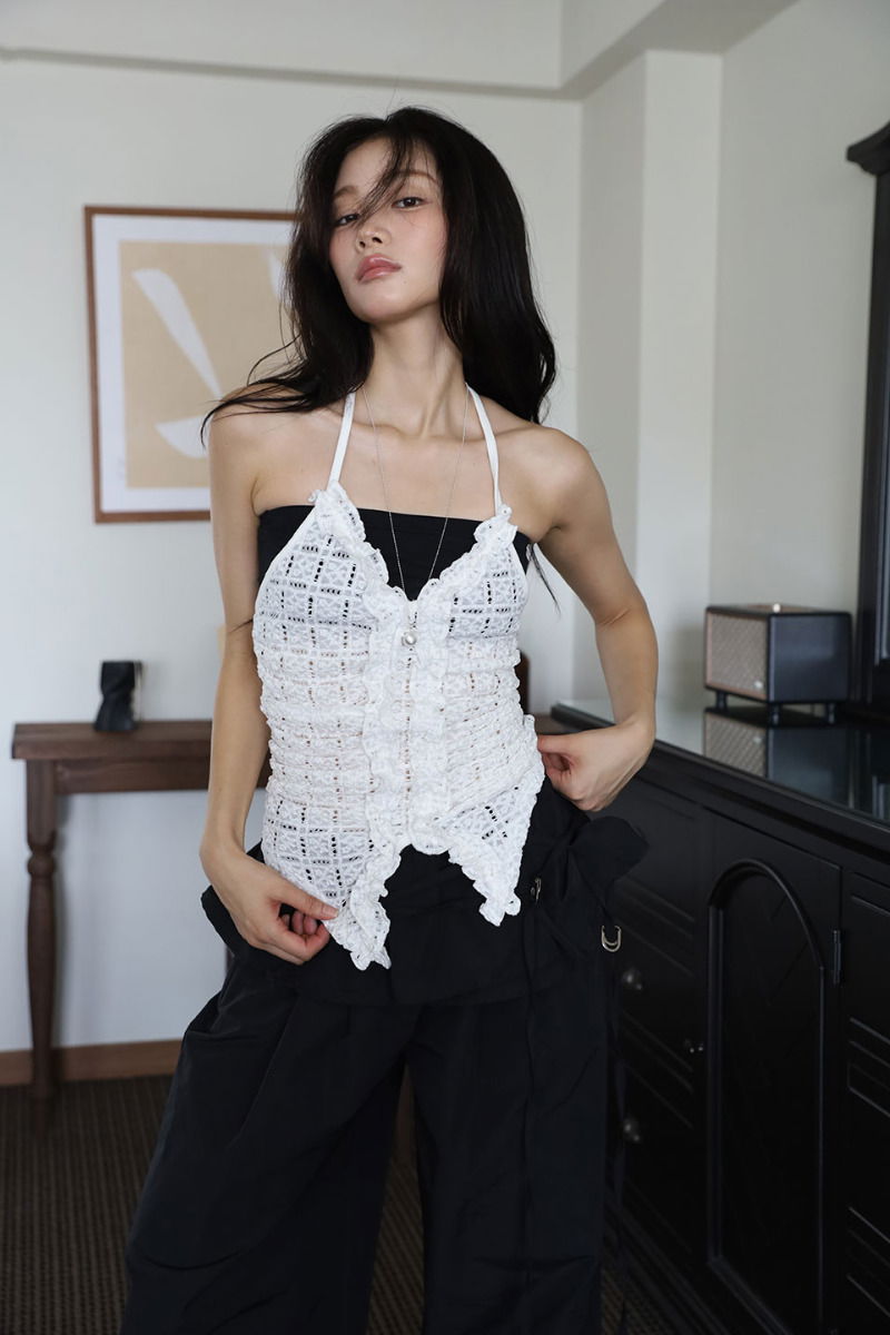 Vacation Ruffle Halter Sleeveless