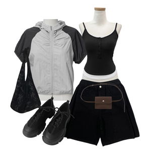 Zip-up,sleeveless,ShortPants 코디