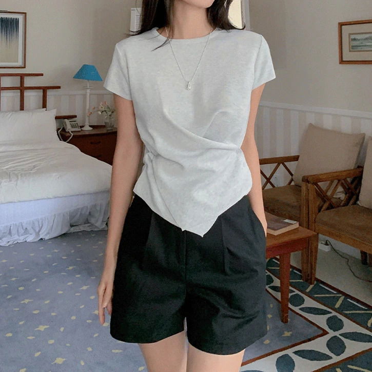 Auburn #Cross Button Short Sleeve Knitwear