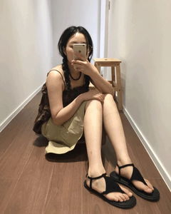 Suede Strap Sandals *Black, Khaki Size 240 Available for Same-Day Shipping
