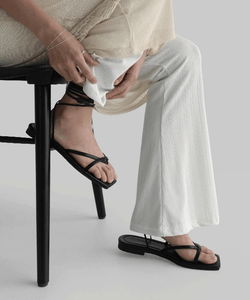 Tiet Square Lace-Up Sandals Slippers