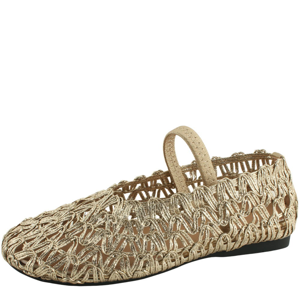 Gold mesh Mary Jane summer flats