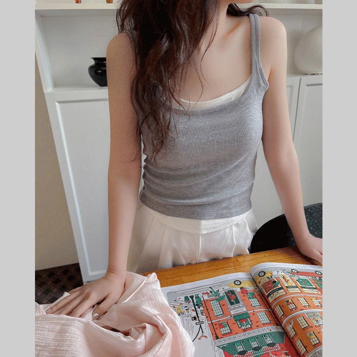 Double Layered 9 Square Double Layer Cap Sleeveless