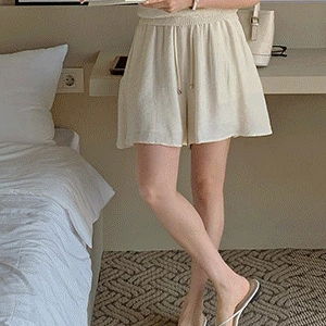 린느데일 린넨 스트랩 밴딩 숏 팬츠