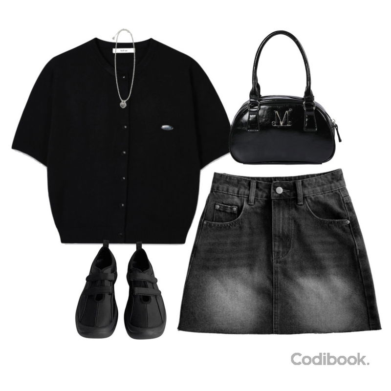 DAILYJOU 케렌 하트 실버 네크리스 (3type),Qnigirls 사푸#더블스트랩라운드스니커즈,JASMINBELL 로키 빈티지 워싱 숏 데님 미니 스커트 청치마 A라인 데일리룩 캐주얼룩 데이트룩 키작녀 키큰녀 사계절등을 매치한 코디