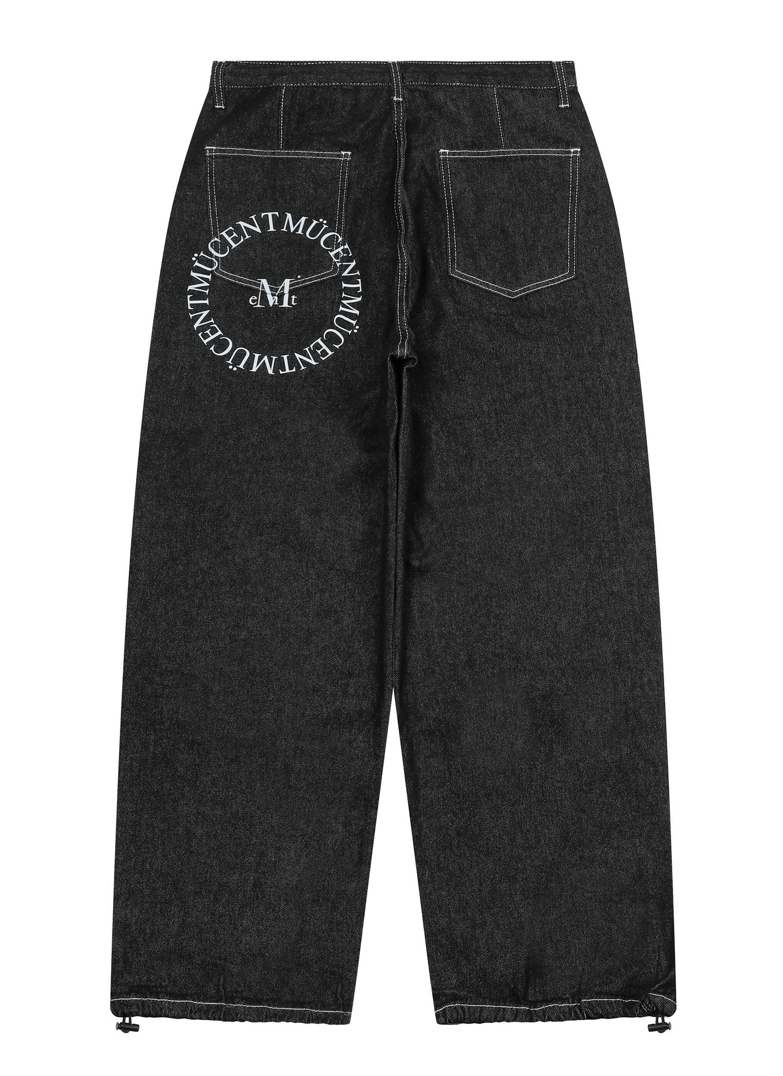 SIGNATURE ARC BACK LOGO DENIM PANTS UNISEX Signature circular back logo denim pants for men and women