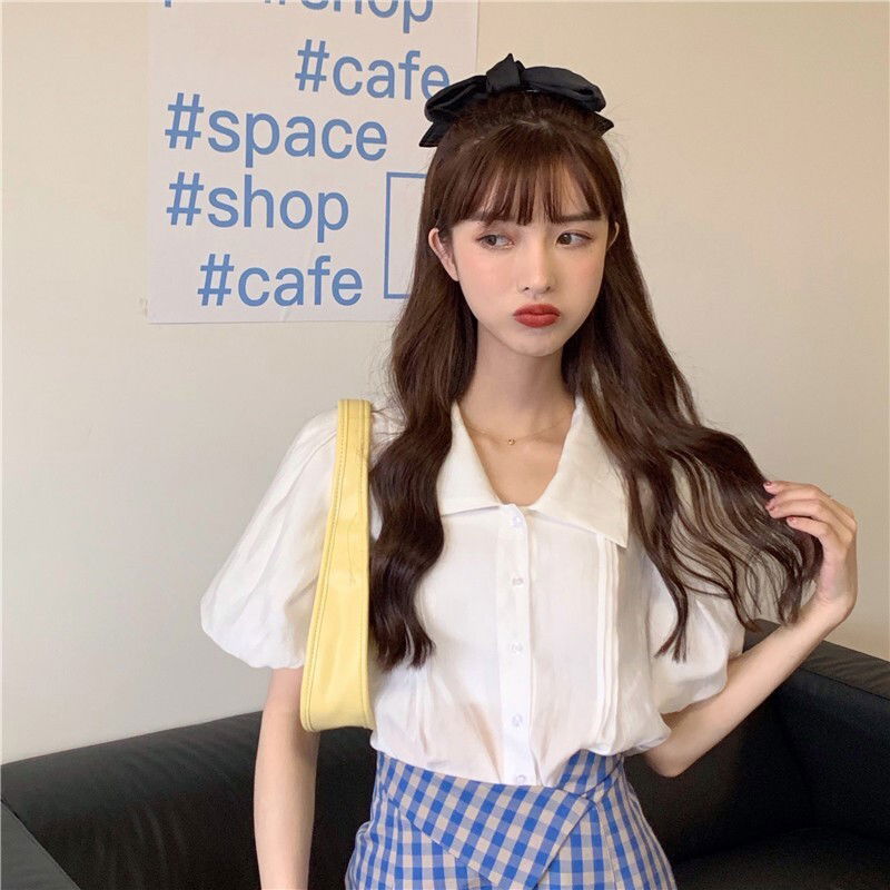 Puff frill collar blouse