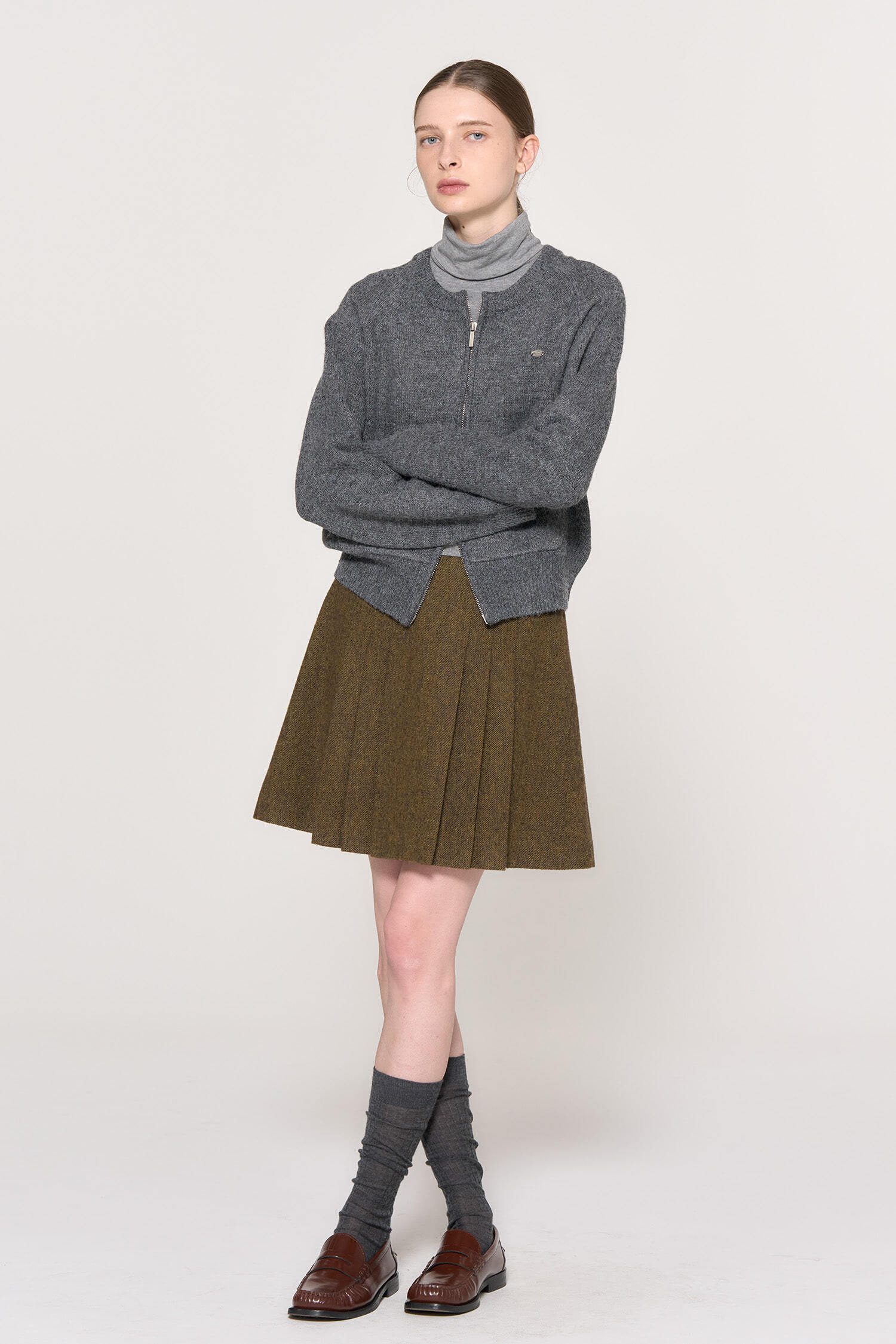 WOMAN Raglan Crewneck Zip-up Cardigan