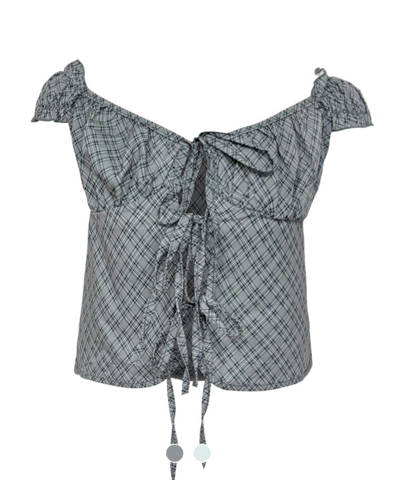 Silver Night Frill Check Blouse