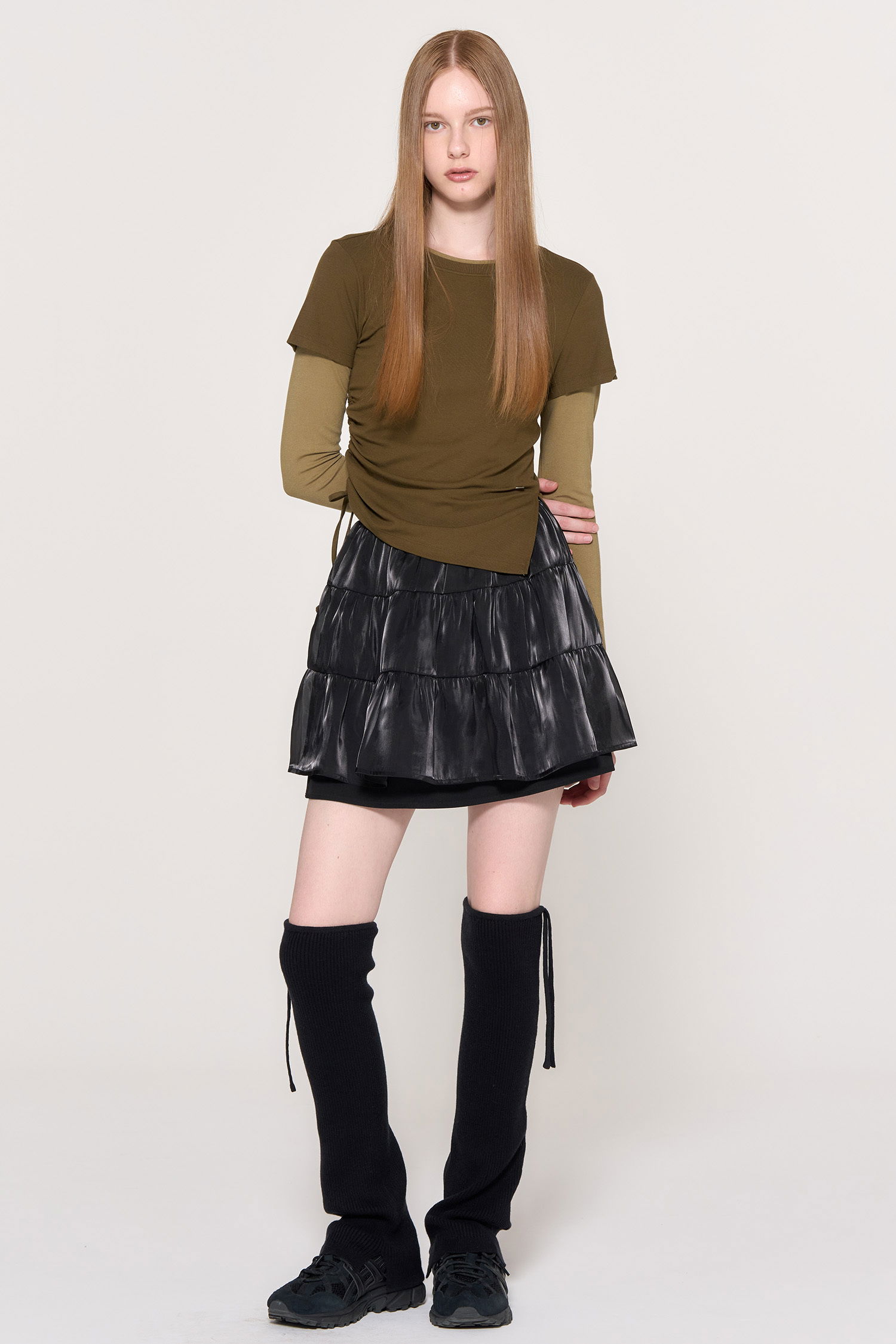 WOMAN Shirring Half Layered T-shirt