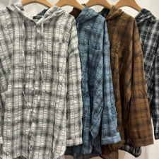 Hooded Time Check Shirt