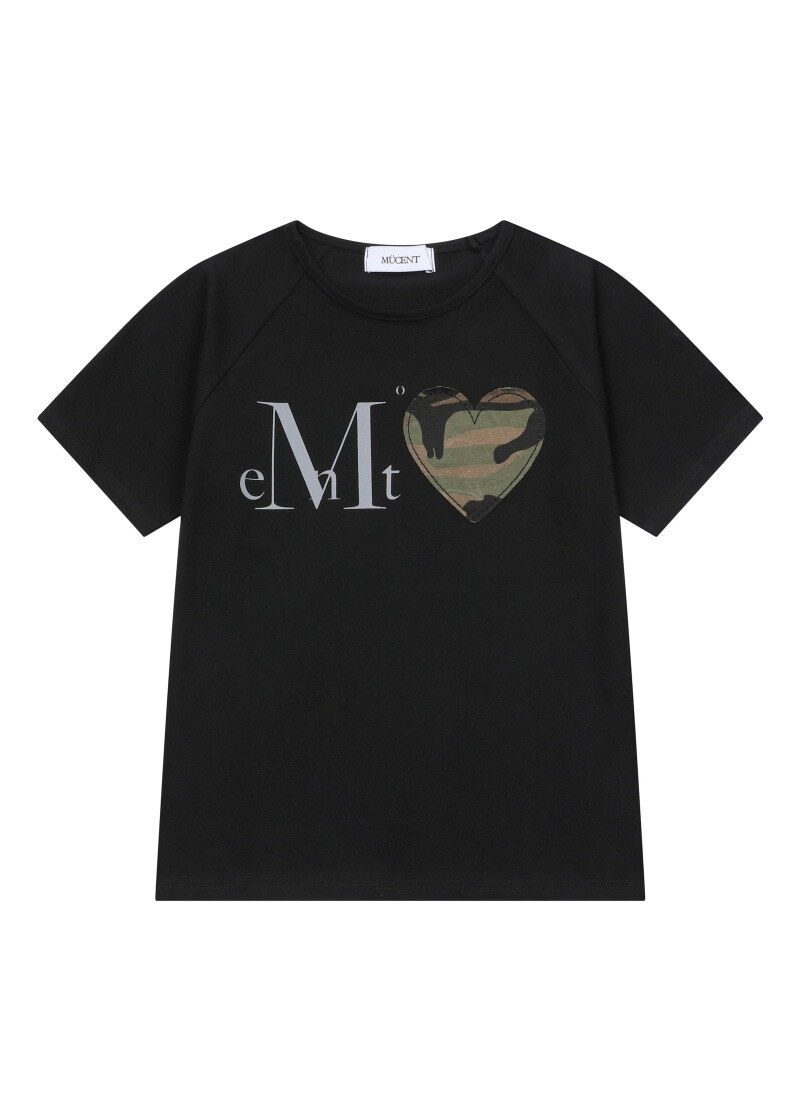 MALTI HEART CAMO RAGLAN HALF T (3Color) 말티 하트 카모 나그랑 반팔 티 (3컬러)