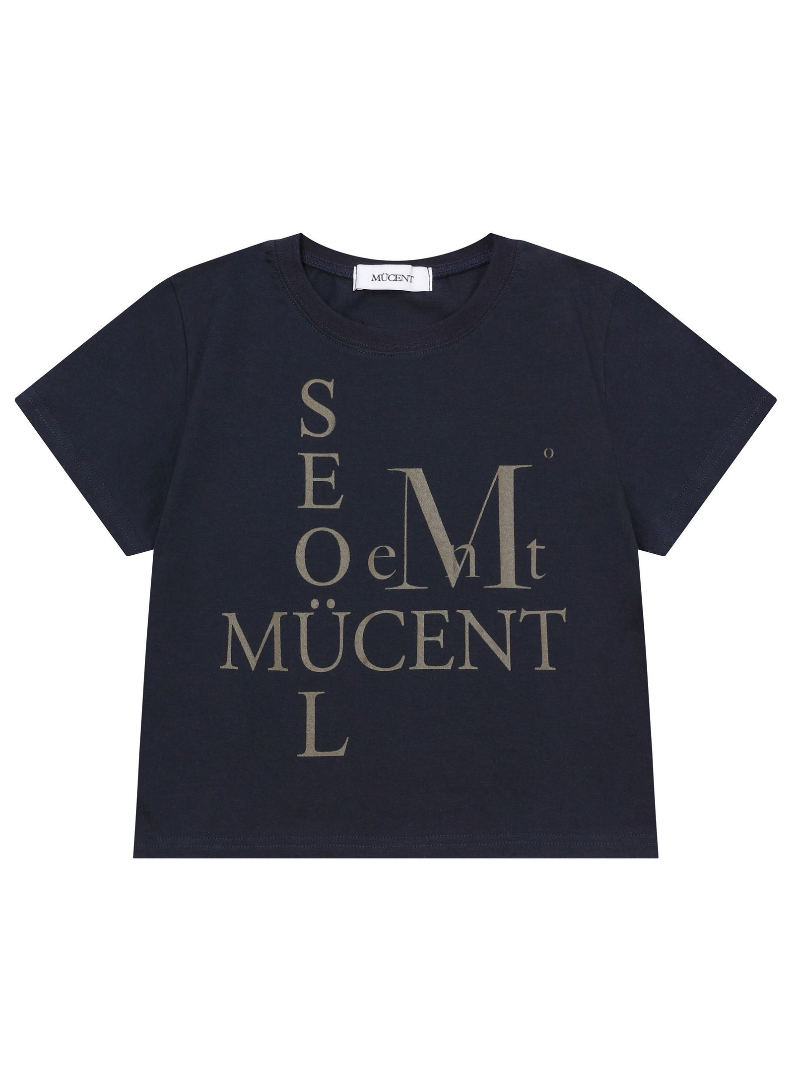 GLYPH CROSS SEOUL LETTERING LOGO CROP HALF T 글리프 십자가 서울 레터링 로고 크롭 반팔 티