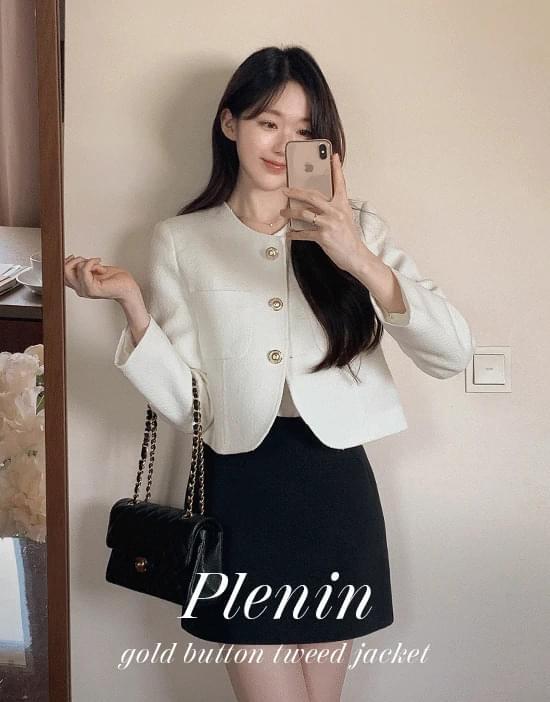 Plenin Gold Button Tweed Jacket (Ships Today)