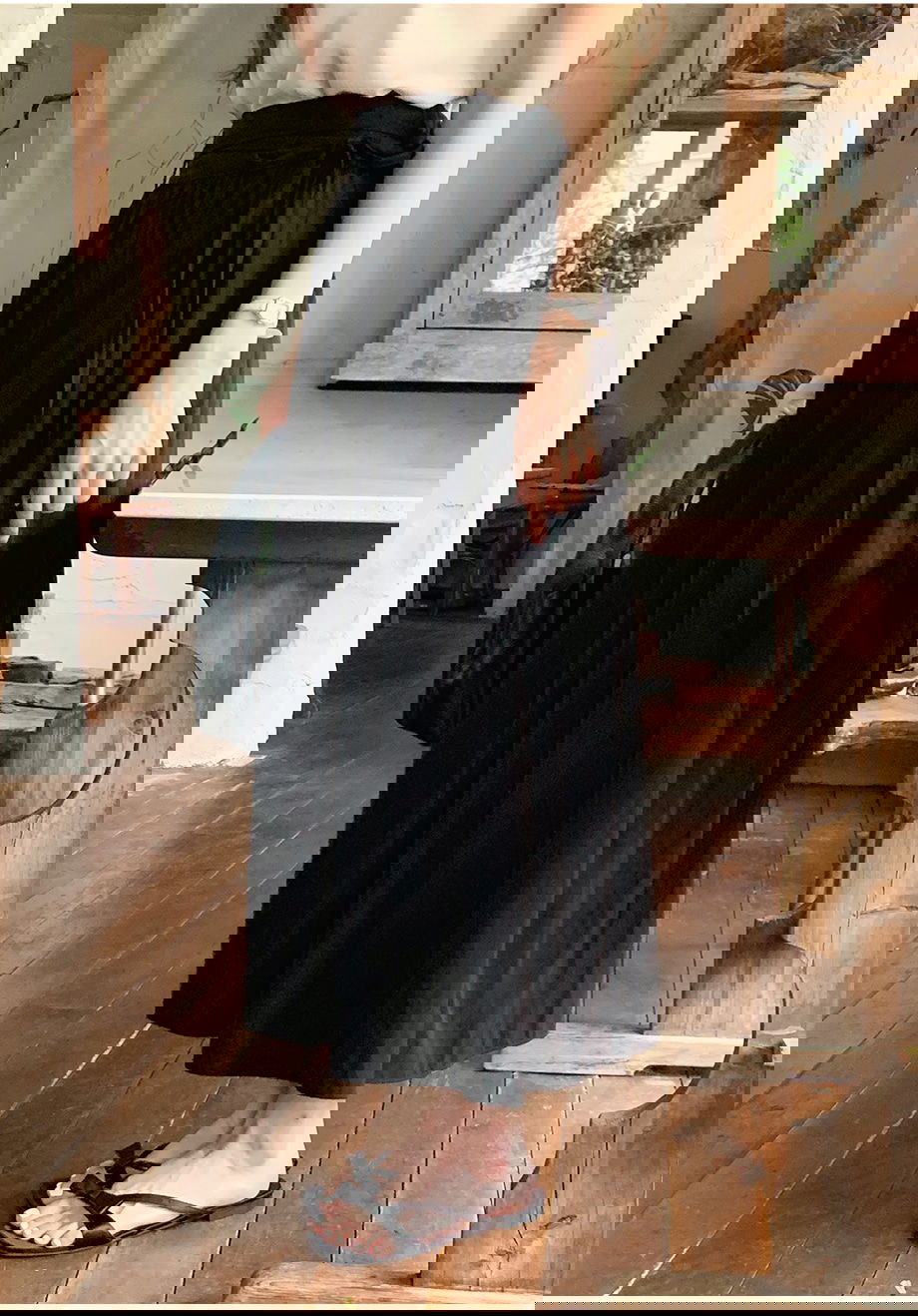 리리앤코 메이데른 바스락 리본 뒷밴딩 롱 스커트