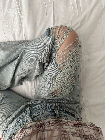 DAMAGE WIDE JEANS (LIGHT BLUE, DEEP BLUE 2COLORS)