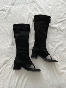 SUEDE BELTED SANDAL BOOTS