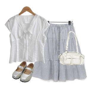 skirt,blouses,flats 코디