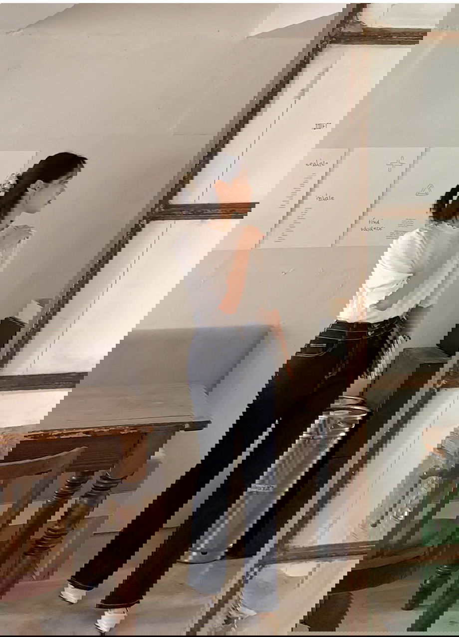 리리앤코 티버덴 스판 속밴딩 스티치 투버튼 부츠컷 데님 팬츠 청바지