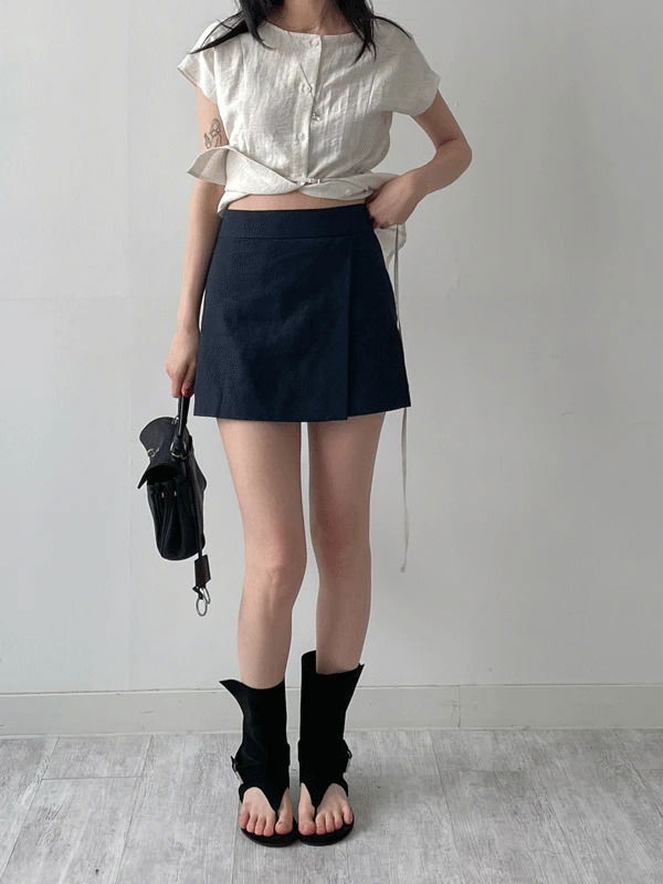 Linen wrap skirt pants