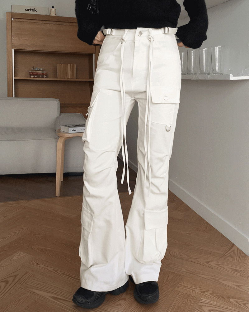 Pren Bijo Pocket Cargo Long Semi Flared Pants