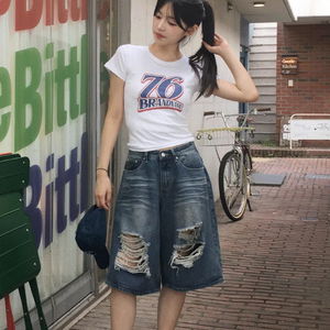 애드 데미지 워싱 버뮤다 데님 팬츠 (3color)