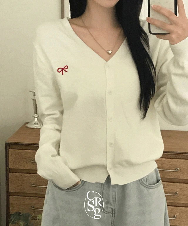 Yuna V-Neck long-sleeved cardigan (Delayed delivery) 开襟衫