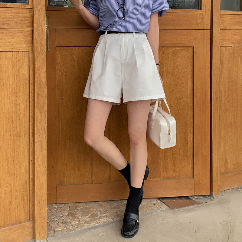 Pomay pintuck cotton half pants