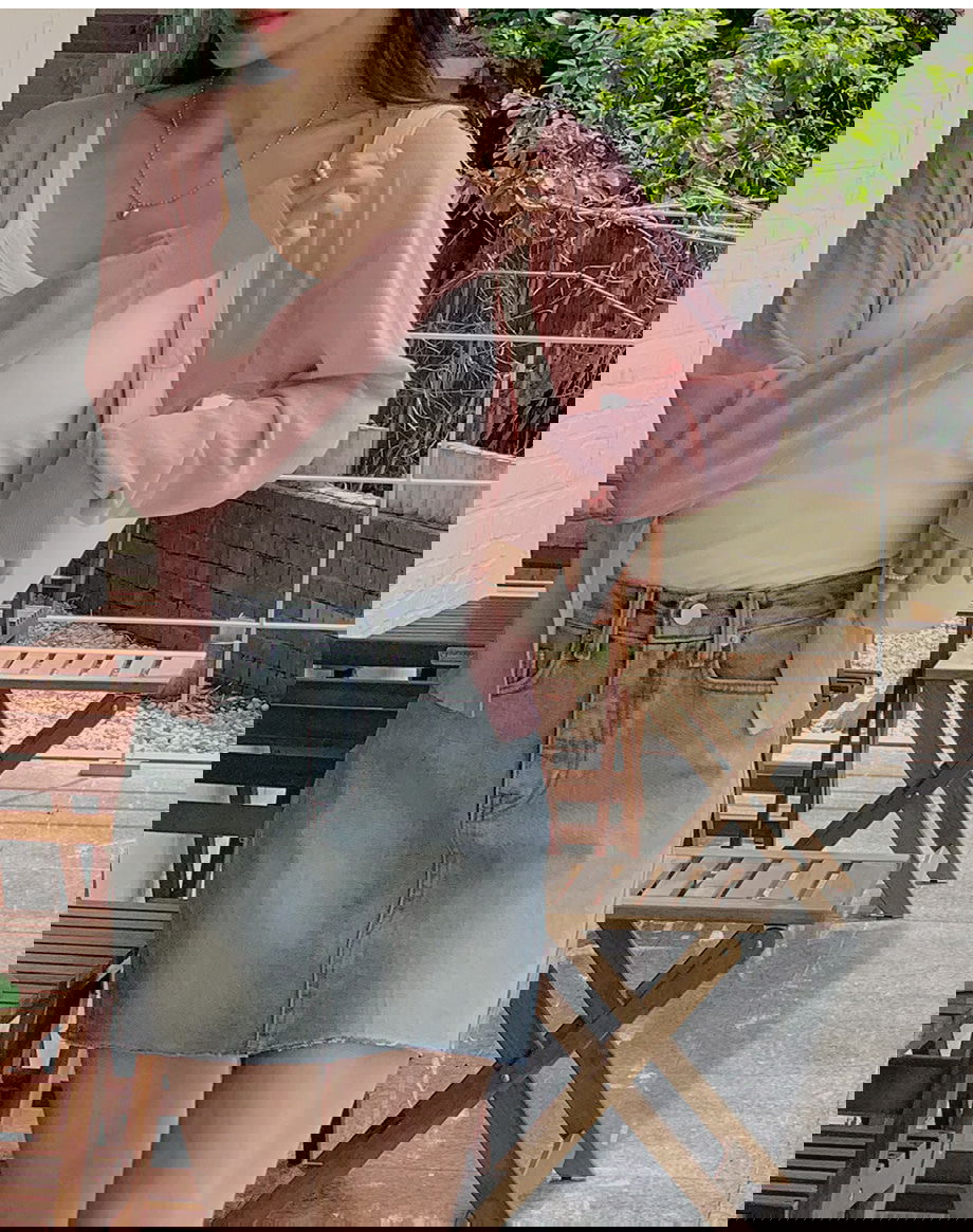 리리앤코 코르니푸 워싱 데님 포켓 미니 스커트