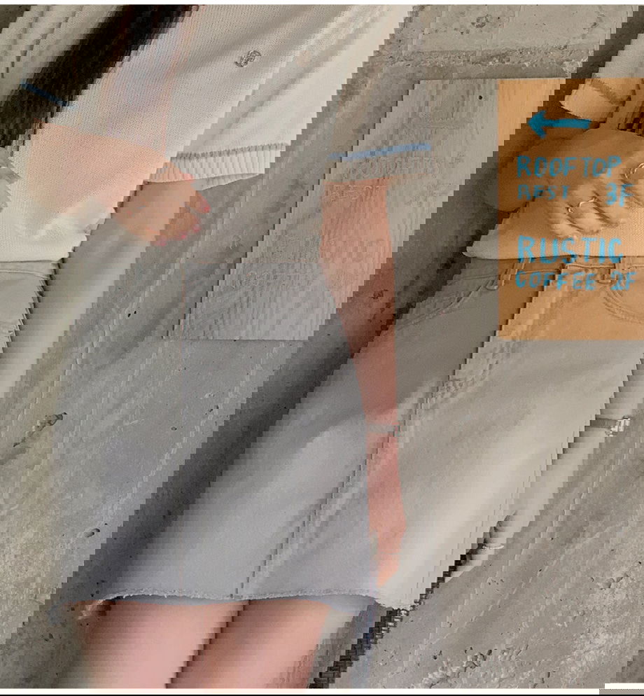 리리앤코 코르니푸 워싱 데님 포켓 미니 스커트