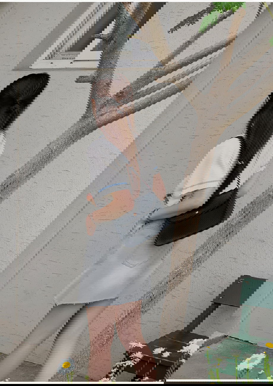 리리앤코 코르니푸 워싱 데님 포켓 미니 스커트