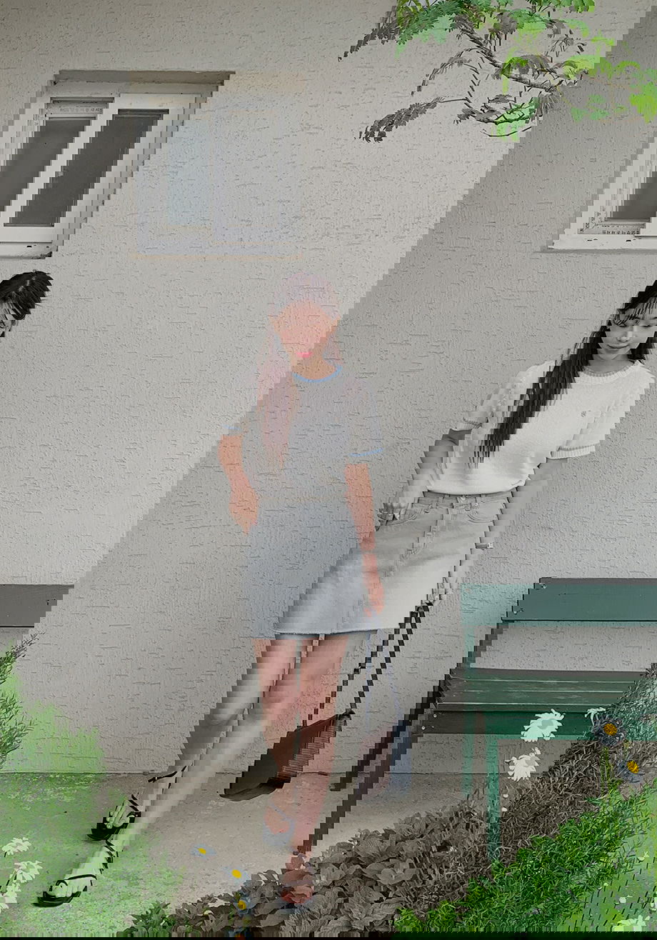 리리앤코 코르니푸 워싱 데님 포켓 미니 스커트