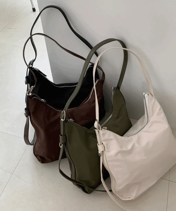 Mui Nylon Leather Strap Shoulder Bag Twill Bag Office Worker Bag 4 Colors