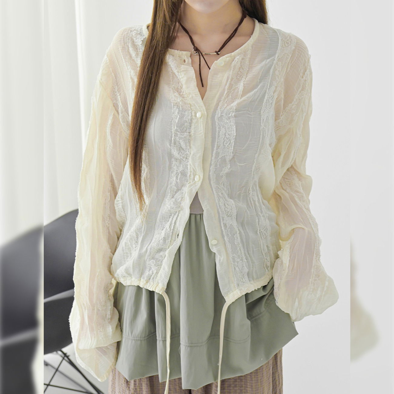 Solfer lace blouse