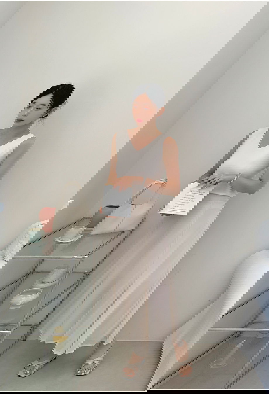 리리앤코 에슈블린 쉬폰 뒷밴딩 앞트임 롱 스커트