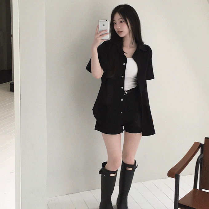 Toko Denim Shirt Shorts Set 2ver. -2 colors (Ships Today)